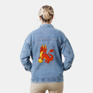Red Chinese Dragon Denim Jacket