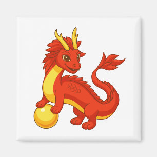 Red Chinese Dragon Magnet
