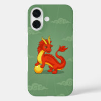 Red Chinese Dragon on Green