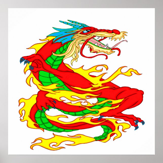 Red Chinese Dragon Poster (Front)