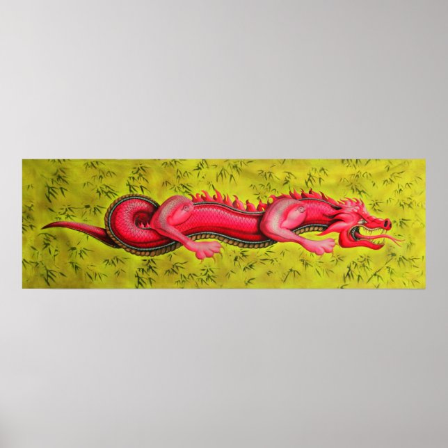 Red Chinese Dragon poster print (Front)
