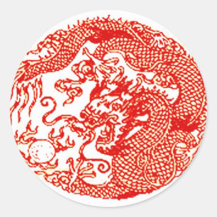 Red Chinese Dragon Spiral Sticker