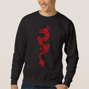 Red Chinese Firedrake Dragon Print Art Wear Sweatshirt
