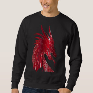 Red Chinese Firedrake Head Dragon Print Art Wear 1 Sweatshirt