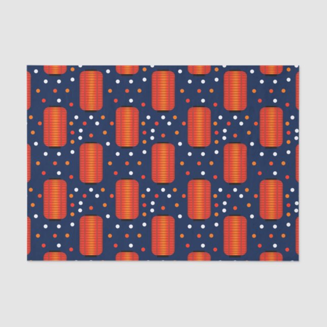 Red Chinese New Year Lanterns and Dots Tissue Paper (Front)