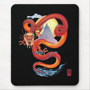 Red Chinese Red Dragon Mouse Mat