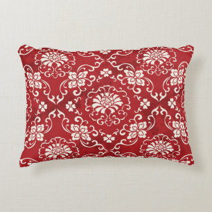 Red Chinese spiral flower background. Decorative Cushion