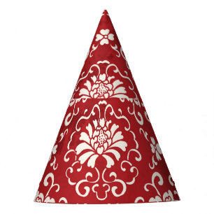 Red Chinese spiral flower background. Party Hat