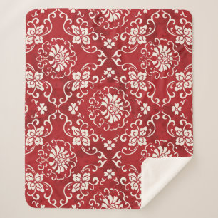 Red Chinese spiral flower background. Sherpa Blanket