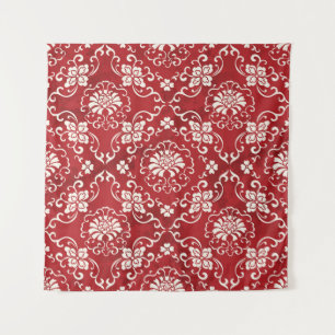 Red Chinese spiral flower background. Tapestry