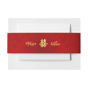  Red Chinese Wedding Custom  Invitation Belly Band