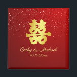 Red Chinese wedding snowflake double happiness Magnet<br><div class="desc">Realise your dream wedding with an oriental touch! You can customise the design by adding your names and wedding date etc. You are also welcome to reach out to me for any special design which is uniquely for you. Double happiness symbol and red decorations are the must have items for...</div>