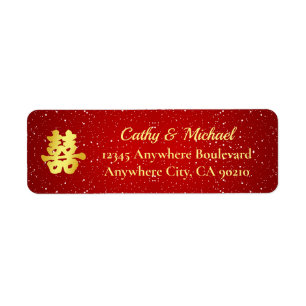 Red Chinese wedding snowflake return address
