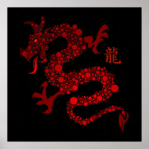 Red Chinese Year of the Dragon Poster
