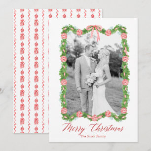 Red Chinoiserie Ornament Garland Grandmillenial  Holiday Card