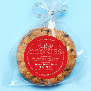 Red Chocolate Chip Cookies Cottage Sticker