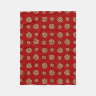 Red chocolate chip cookies pattern fleece blanket
