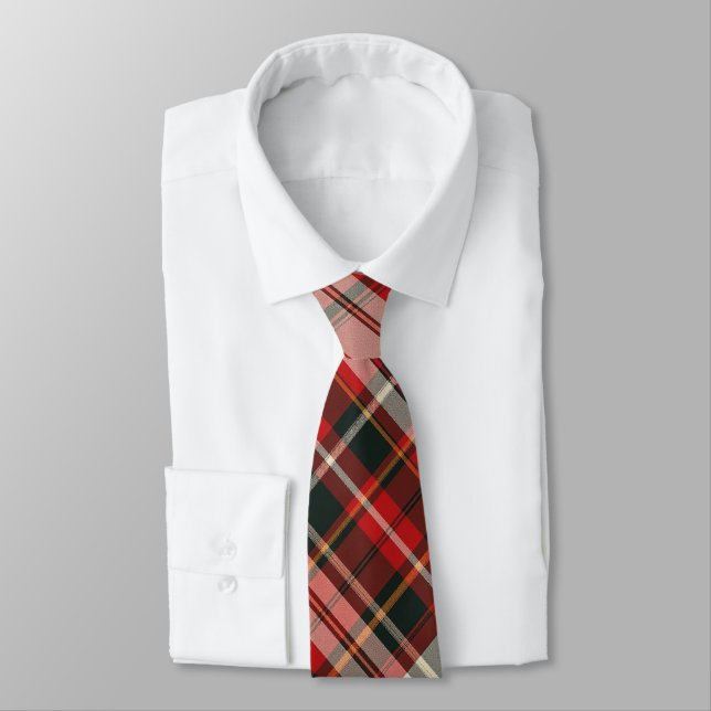 Red, Chocolate & Cream Plaid  Tie (Tied)