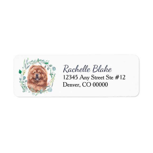 Red Chow Chow Dog Wreath Return Address (Front)