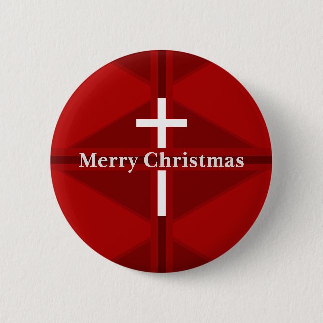 Red Christian Cross Christmas 6 Cm Round Badge (Front)