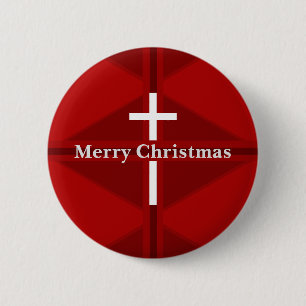 Red Christian Cross Christmas 6 Cm Round Badge