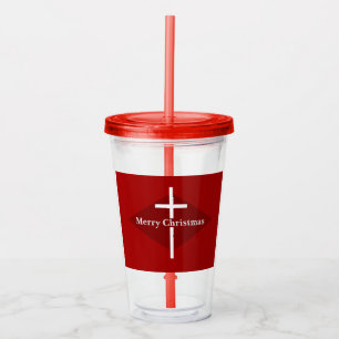 Red Christian Cross Christmas Acrylic Tumbler