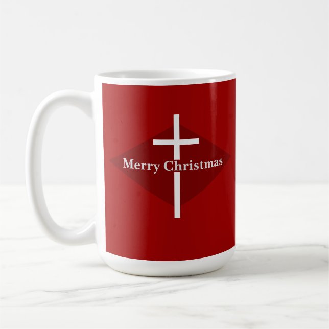 Red Christian Cross Christmas Coffee Mug (Left)