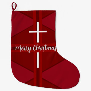 Red Christian Cross Christmas Large Christmas Stoc Stocking