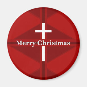 Red Christian Cross Christmas Magnet