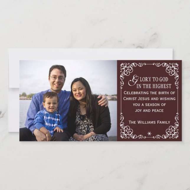 Red Christian Vintage Christmas Photo Cards (Front)