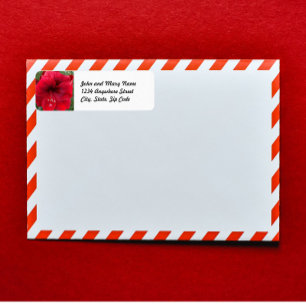 Red Christmas Amaryllis Floral Return Address