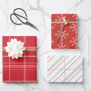 Red Christmas Assortment of Wrapping Paper Sheet