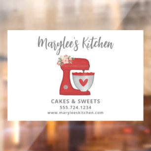 Red Christmas Bakery Pastry Chef Business Window Cling