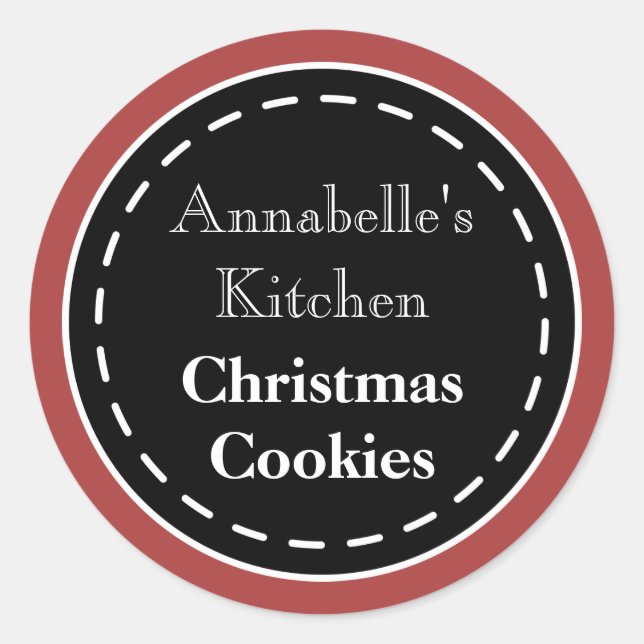 Red Christmas Baking Cookies Kitchen Stickers (Front)