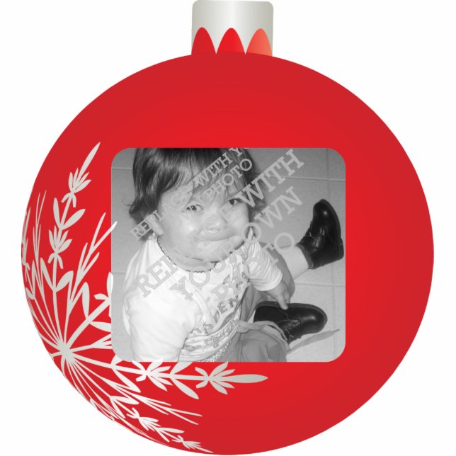 Red Christmas Ball Frame Photo Sculpture Decoration (Front)