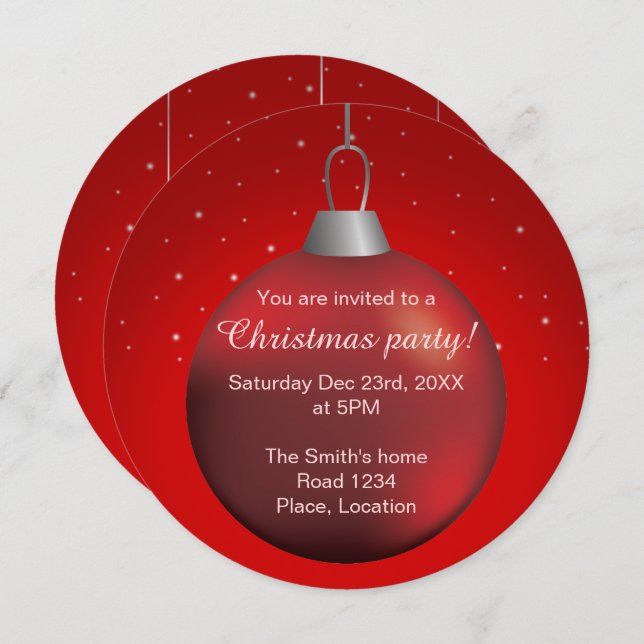 Red Christmas Ball Invitation (Front/Back)