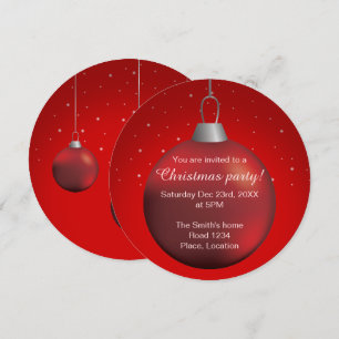Red Christmas Ball Invitation