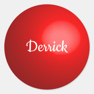 Red Christmas Ball Ornament with Name Classic Round Sticker