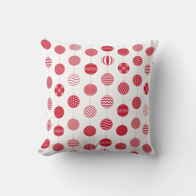 Red Christmas Ball Pattern Pillow (Front)