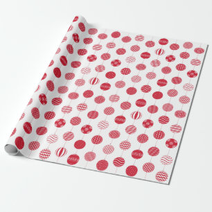 Red Christmas Ball Pattern Wrapping Paper