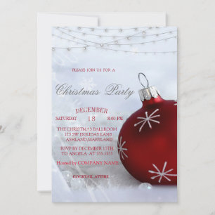 Red Christmas Ball,String Lights Christmas Company Invitation