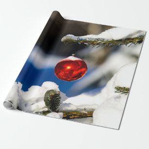 Red Christmas Ball, Sunny Day Wrapping Paper
