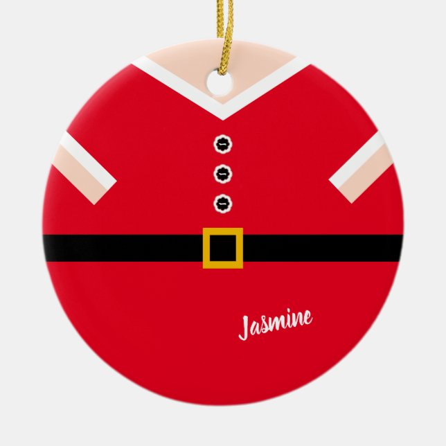 Red Christmas Balloon Santa Suit Ceramic Tree Decoration (Front)