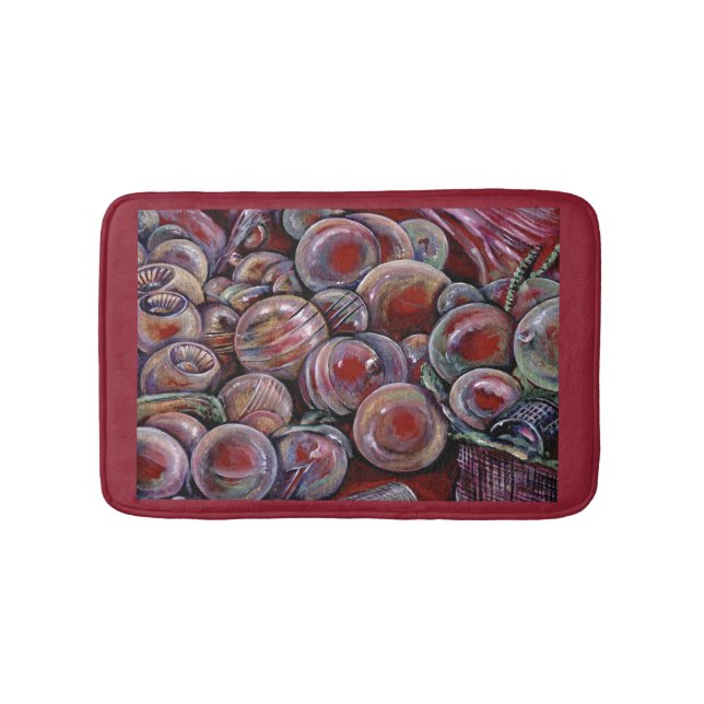 Red Christmas Balls Bath Mat (Front)