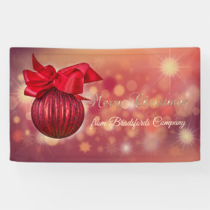 Red Christmas Balls Bokeh Company  Banner