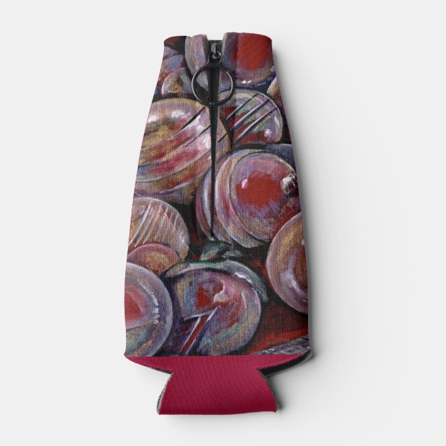 Red Christmas Balls Bottle Cooler (Back)
