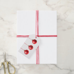 Red Christmas Balls decoration photo with text Gift Tags
