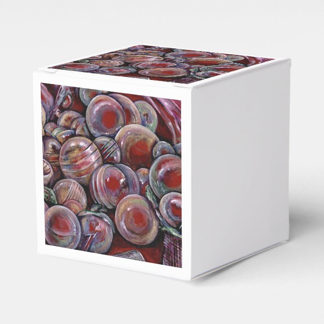 Red Christmas Balls Favour Box (Front Side)