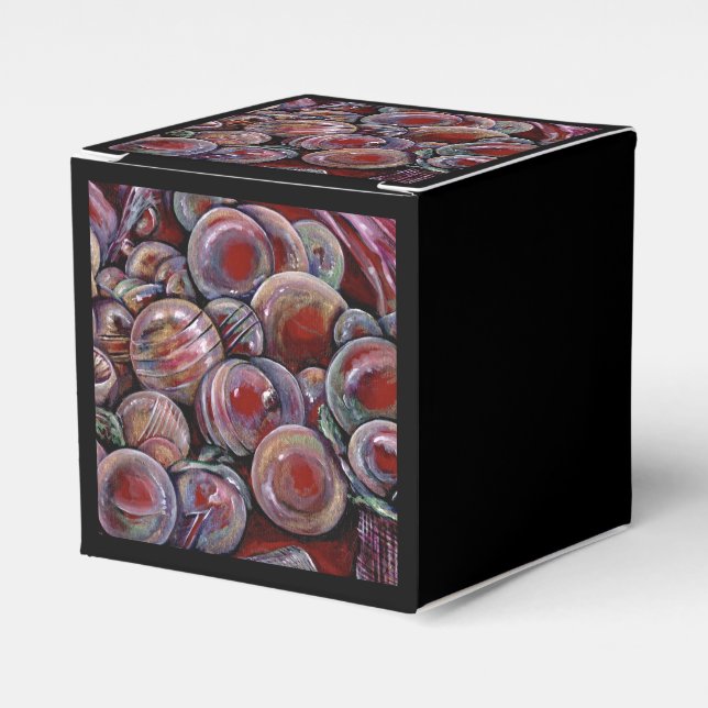 Red Christmas Balls Favour Box (Front Side)