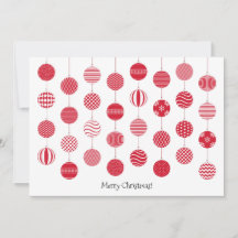 Red Christmas Balls Flat Greeting Card